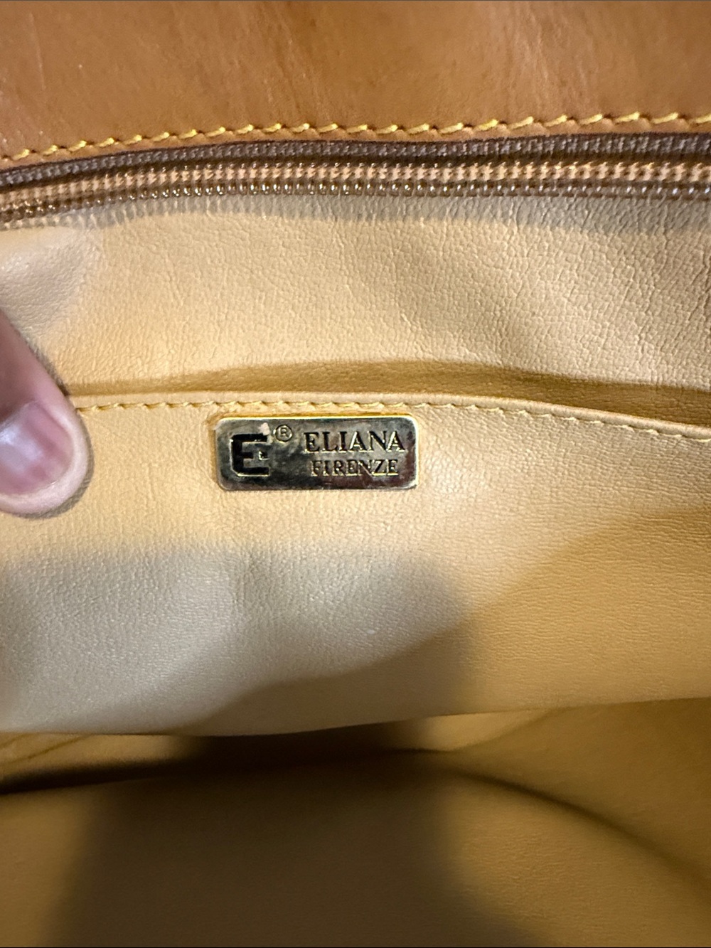 ELIANA FIRENZE Brown Canvas Travel Pouch with Tan Trim - Picture 3 of 8